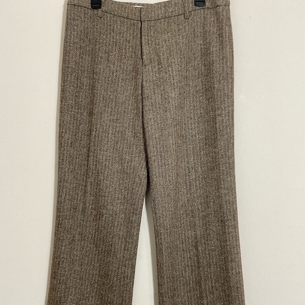 VERTIGO Paris Womens Flat Front Wide Leg Pants Size 10 Made France Wool Blend - Picture 2 of 9